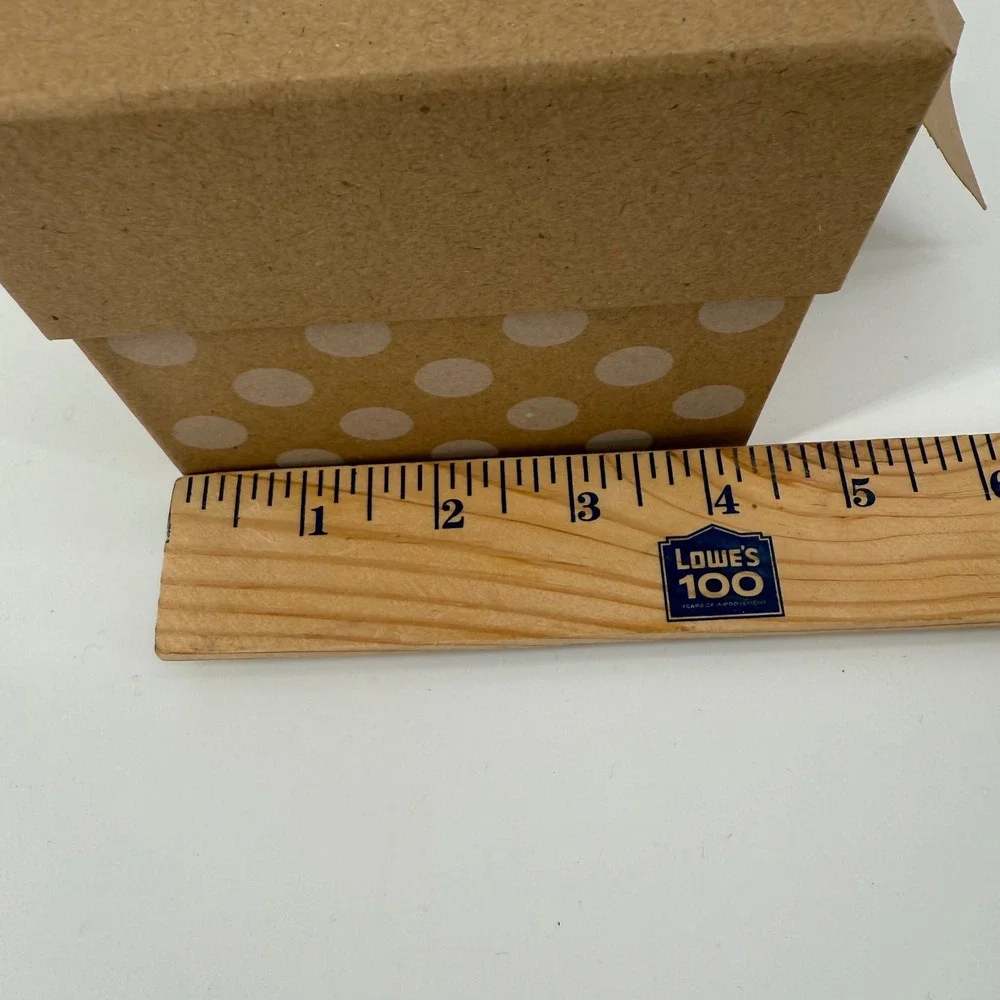 Spritz Kraft Paper Gift Box Lot Of 24 White Polka Dot Ribbon‎ Tag 4.25